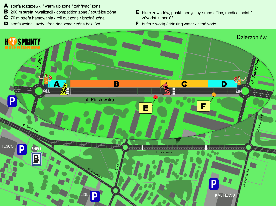 Sprinty Dzierżoniów - mapa trasy i okolic